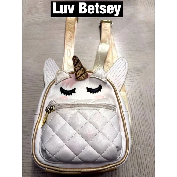 Betsy Johnson Gold Unicorn Backpack Luv Betsey Johnson Cloth Unicorn/Stars Backpack Gold  main image 4
